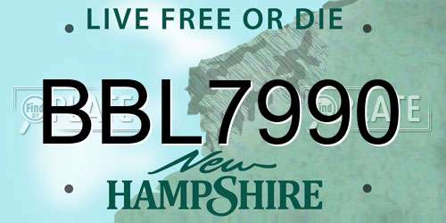 BBL7990 New Hampshire License Plate