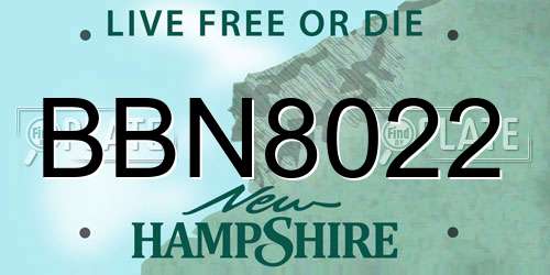 BBN8022 New Hampshire License Plate