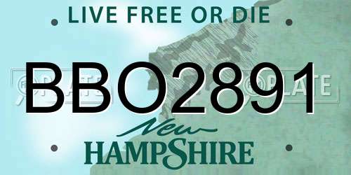 BBO2891 New Hampshire License Plate