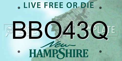 BBO43Q New Hampshire License Plate
