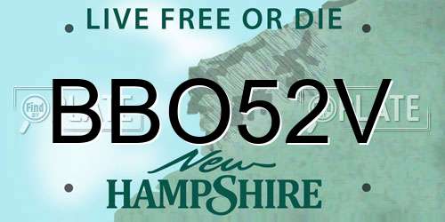 BBO52V New Hampshire License Plate