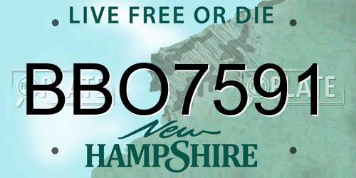 BBO7591 New Hampshire License Plate