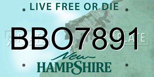BBO7891 New Hampshire License Plate