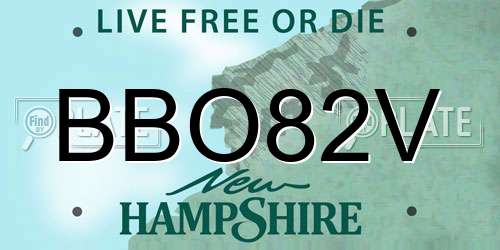 BBO82V New Hampshire License Plate