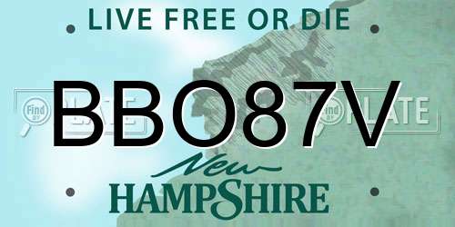 BBO87V New Hampshire License Plate