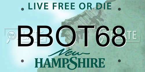 BBOT68 New Hampshire License Plate