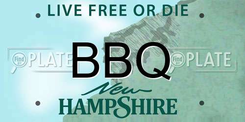 BBQ New Hampshire License Plate