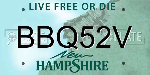 BBQ52V New Hampshire License Plate