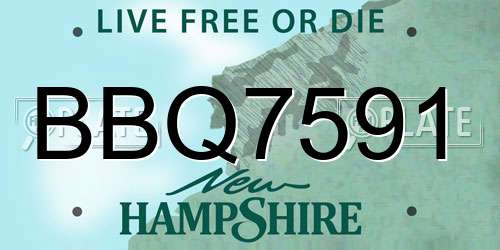 BBQ7591 New Hampshire License Plate