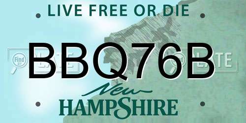 BBQ76B New Hampshire License Plate