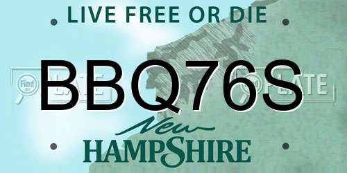BBQ76S New Hampshire License Plate