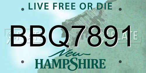BBQ7891 New Hampshire License Plate