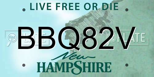 BBQ82V New Hampshire License Plate