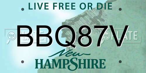 BBQ87V New Hampshire License Plate