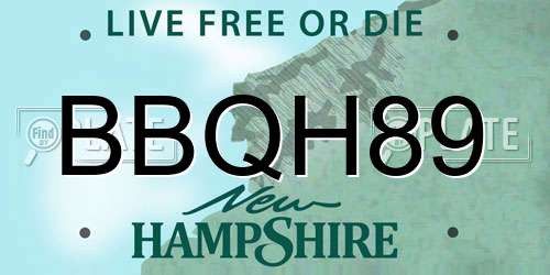 BBQH89 New Hampshire License Plate