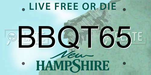 BBQT65 New Hampshire License Plate