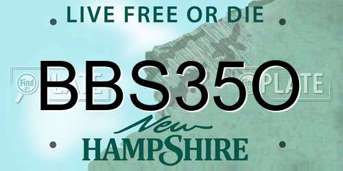 BBS35O New Hampshire License Plate