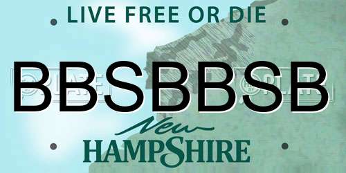 BBSBBSB New Hampshire License Plate