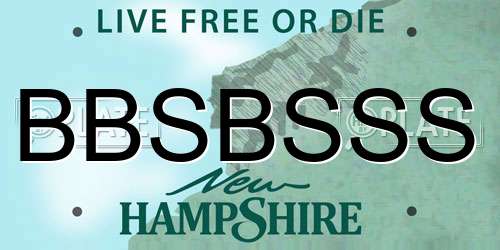 BBSBSSS New Hampshire License Plate