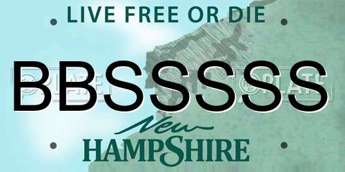 BBSSSSS New Hampshire License Plate