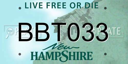 BBT033 New Hampshire License Plate
