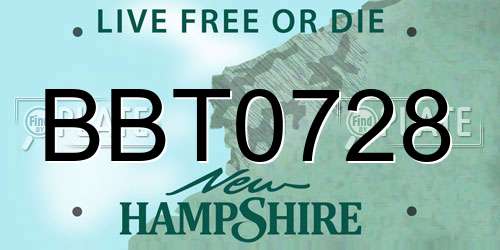 BBT0728 New Hampshire License Plate