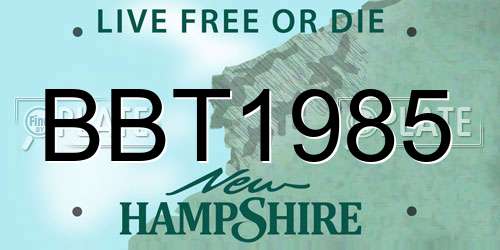 BBT1985 New Hampshire License Plate