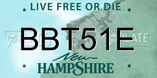 BBT51E New Hampshire License Plate