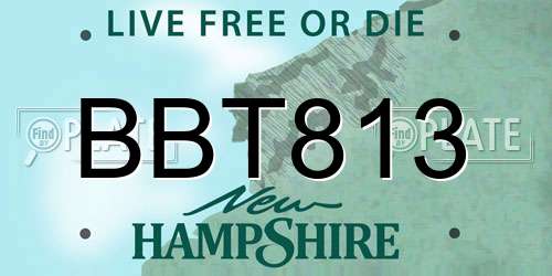 BBT813 New Hampshire License Plate