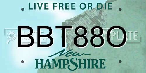 BBT88O New Hampshire License Plate