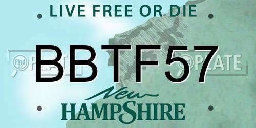 BBTF57 New Hampshire License Plate