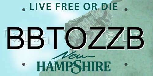BBTOZZB New Hampshire License Plate
