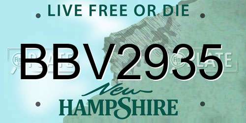 BBV2935 New Hampshire License Plate