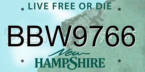 BBW9766 New Hampshire License Plate