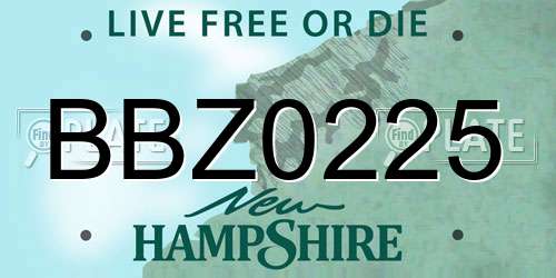 BBZ0225 New Hampshire License Plate