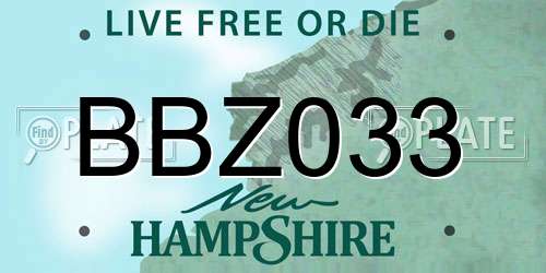 BBZ033 New Hampshire License Plate