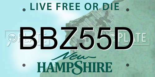 BBZ55D New Hampshire License Plate