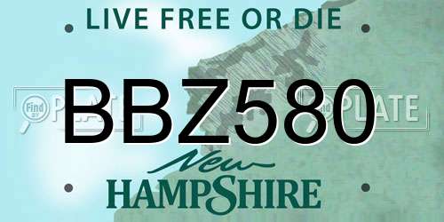 BBZ580 New Hampshire License Plate