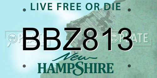 BBZ813 New Hampshire License Plate