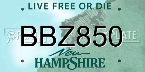 BBZ850 New Hampshire License Plate