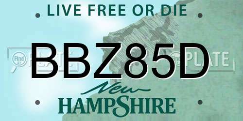 BBZ85D New Hampshire License Plate