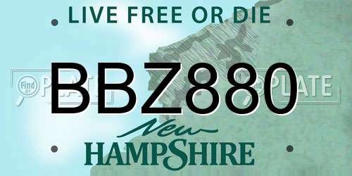 BBZ880 New Hampshire License Plate
