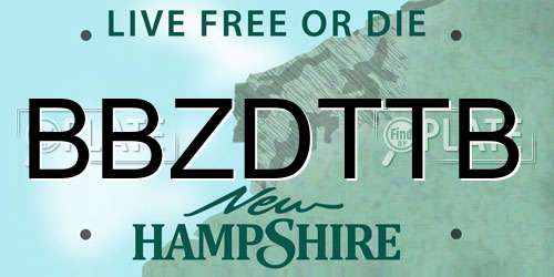 BBZDTTB New Hampshire License Plate