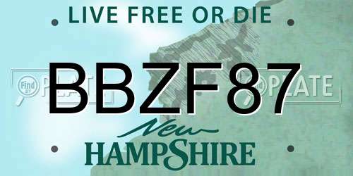 BBZF87 New Hampshire License Plate