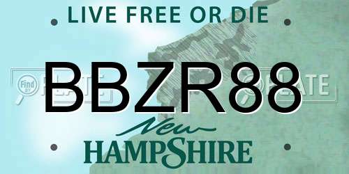 BBZR88 New Hampshire License Plate