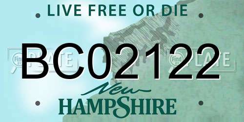 BC02122 New Hampshire License Plate