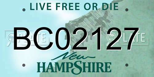 BC02127 New Hampshire License Plate