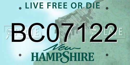 BC07122 New Hampshire License Plate
