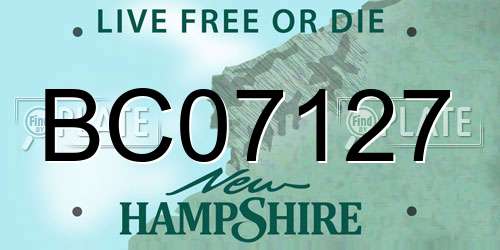 BC07127 New Hampshire License Plate