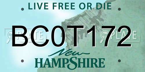 BC0T172 New Hampshire License Plate